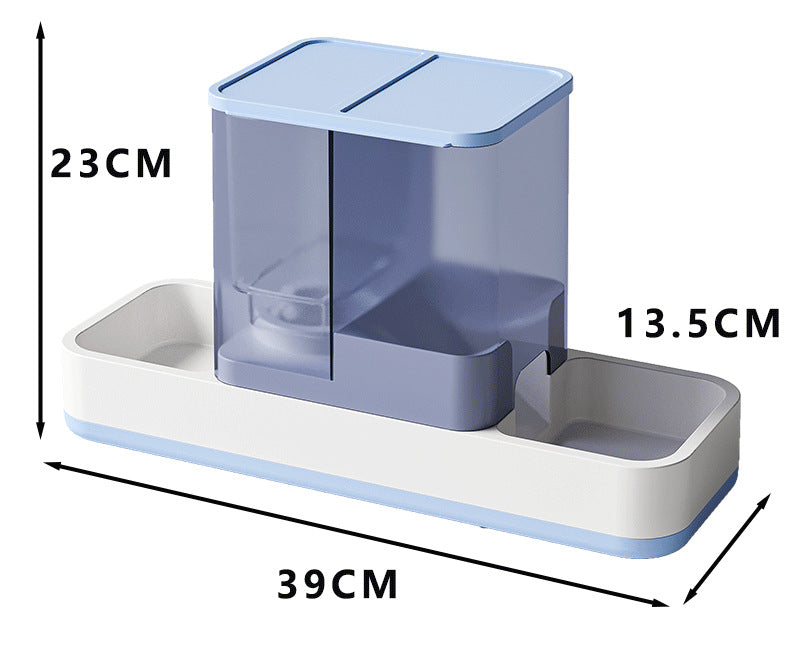 Blue 2-in-1 Automatic Pet Water and Food Dispenser - Gravity Feeder for Cats and Dogs