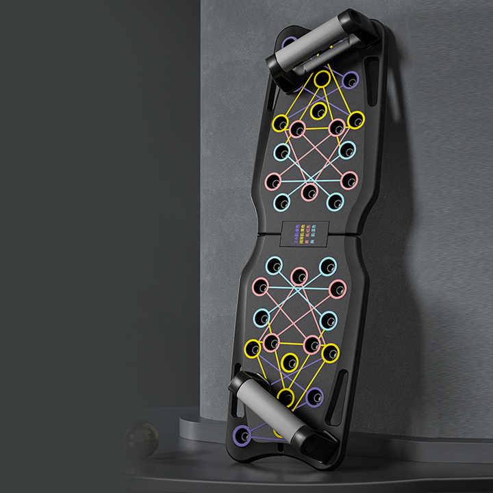 Black Portable Anti-Slip Multi-Function Push-Up Bar with Resistance Bands - Home Fitness Equipment