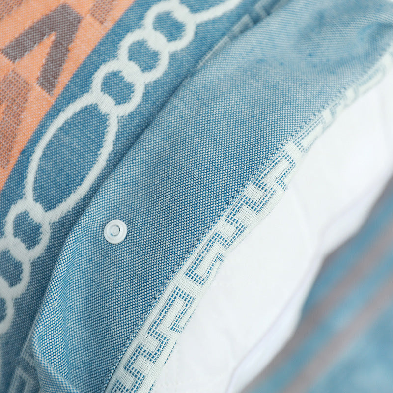 Green Prism Snap-On Cotton Gauze Pillowcase Set - Full Coverage, Non-Slip, Easy Closure (One pair without pillow core)