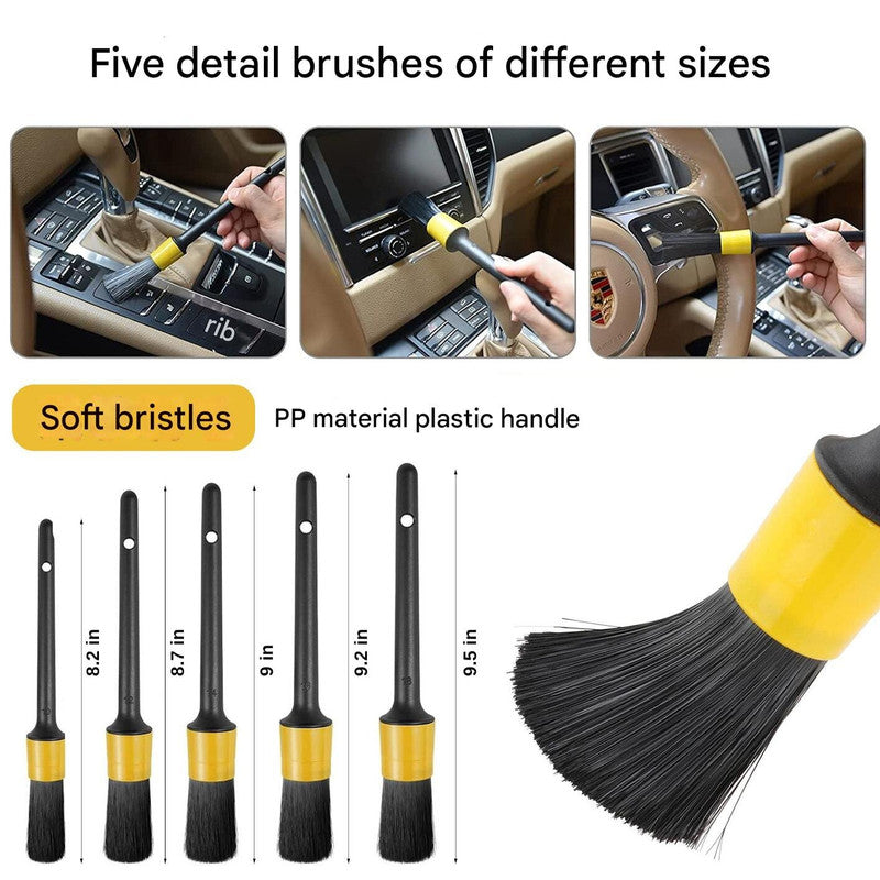 (Drill not included)Car Cleaning Supplies - Complete Auto Detail Brush Set for Interior, Exterior, Wheels & Tires - Power Scrubber Drill Brush Kit Included
