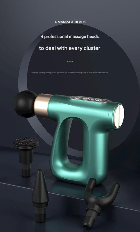 Black Heated Mini Fascia Massage Gun - LCD Display, Muscle Recovery Tool, 32 Adjustable Levels