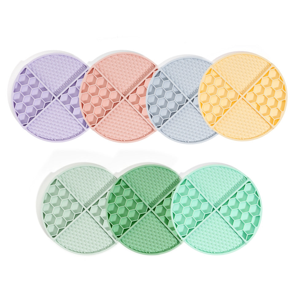2 Pcs Dark Green Honeycomb Pet Slow Feeder Bowl - Anti-Choke Silicone Lick Mat with Suction for Dogs