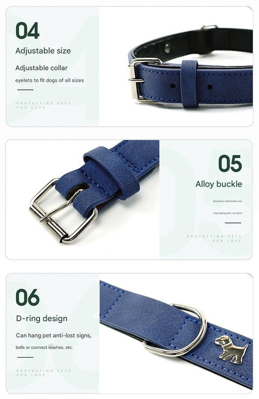 2 PCS Pink Soft Leather Dog Collar - Adjustable & Durable for Medium/Large Dogs XS-(42*1.5cm)