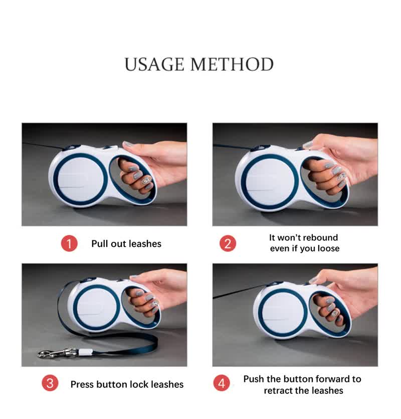 Rose Red 3M Pet Leash Retractable - Tangle-Free, Extendable Pet Leash for Walking