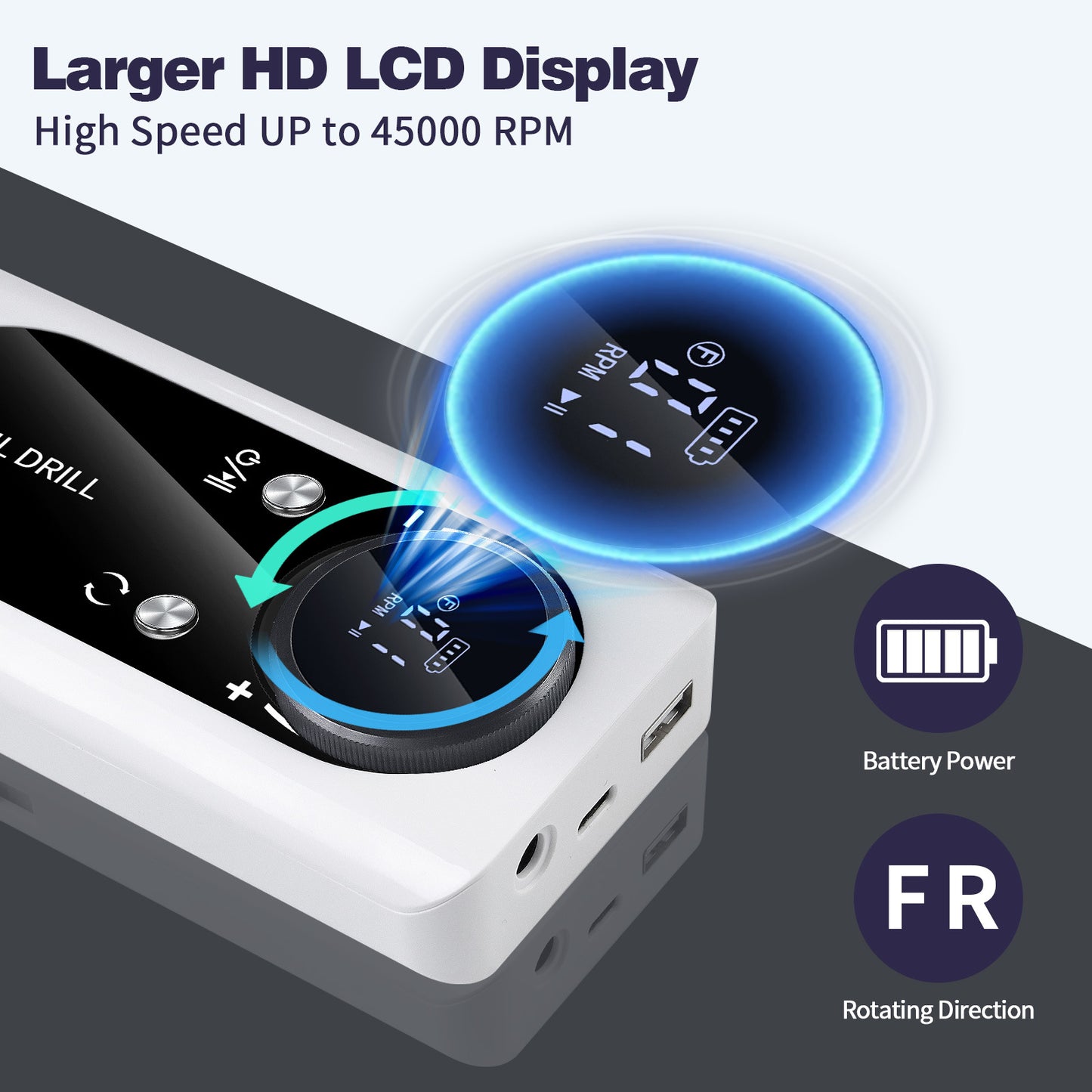 Purple High Speed Portable Nail Drill Set - Electric Nail File Set with 6 Nail Drill Bits