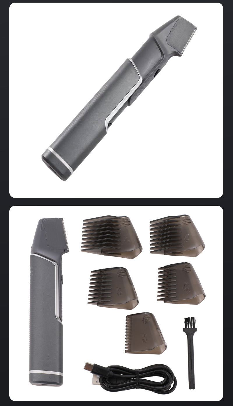 Grey Men's electric hair trimmer with retractable design and USB charging