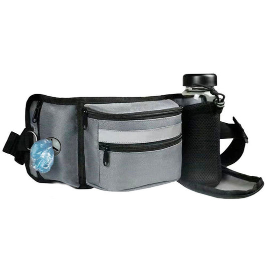 Multi-Function Dog Training Belt Bag with Water Bottle Holder - Grey