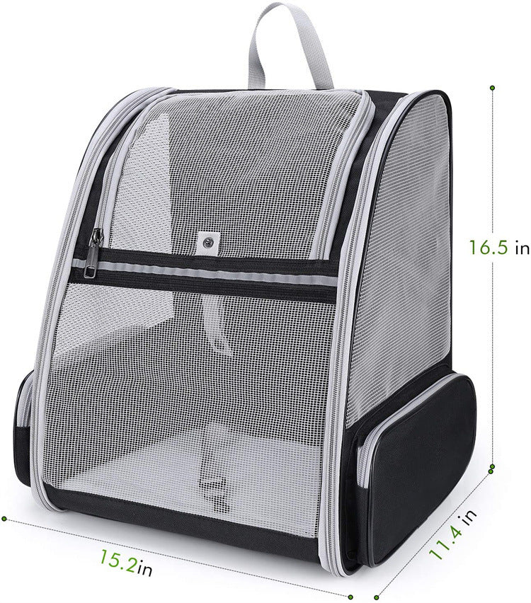 Beige Foldable Pet Carrier Backpack - Breathable Mesh Travel Bag for Cats & Small Dogs