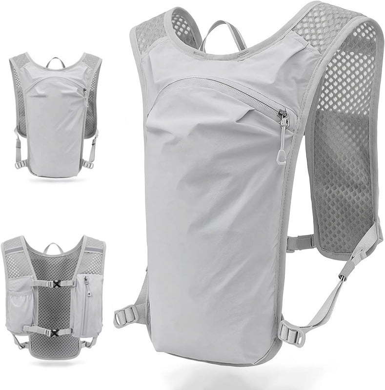 Grey Lightweight Hydration Vest Pack - Breathable Running & Cycling Backpack