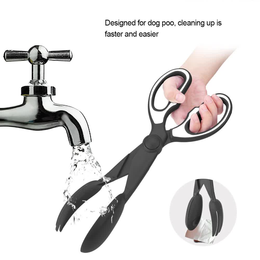 2 Pcs Black Pet Poop Scooper with Long Handle - Durable Plastic Waste Picker for Dogs and Cats