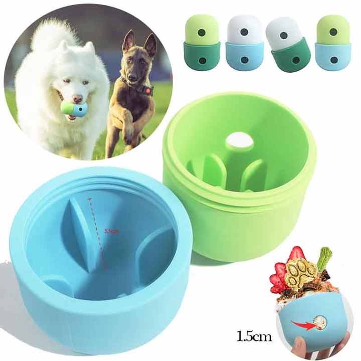 2 Pcs Light Green And Green Interactive Pet Treat Dispensing Ball - Food-Grade Silicone Rolling Toy for Dogs with 1.5 cm Leakage Hole