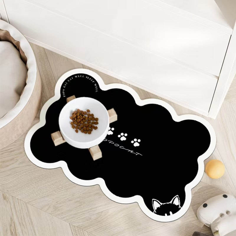 Style 1 White And Yellow Absorbent Diatomaceous Earth Pet Feeding Mat - Non-Slip & Quick Dry Placemat (50x80cm)