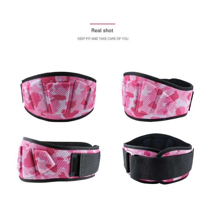 Size S Pink Camouflage Camo Weightlifting Belt - EVA Nylon Gym Belt for Squats, Deadlifts & Lumbar Support