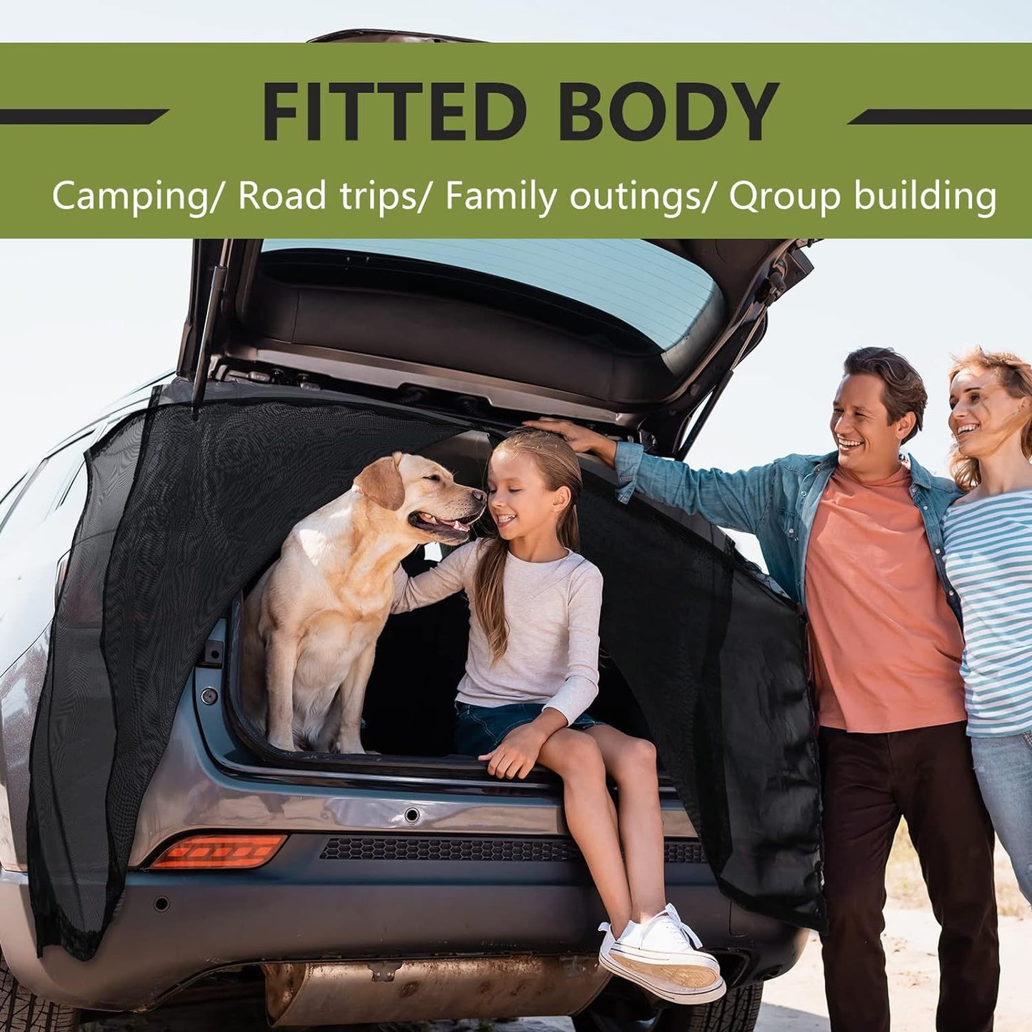 Size XL Black Tailgate Mosquito Net Screen - Magnetic Bug Protection for Boot Opening