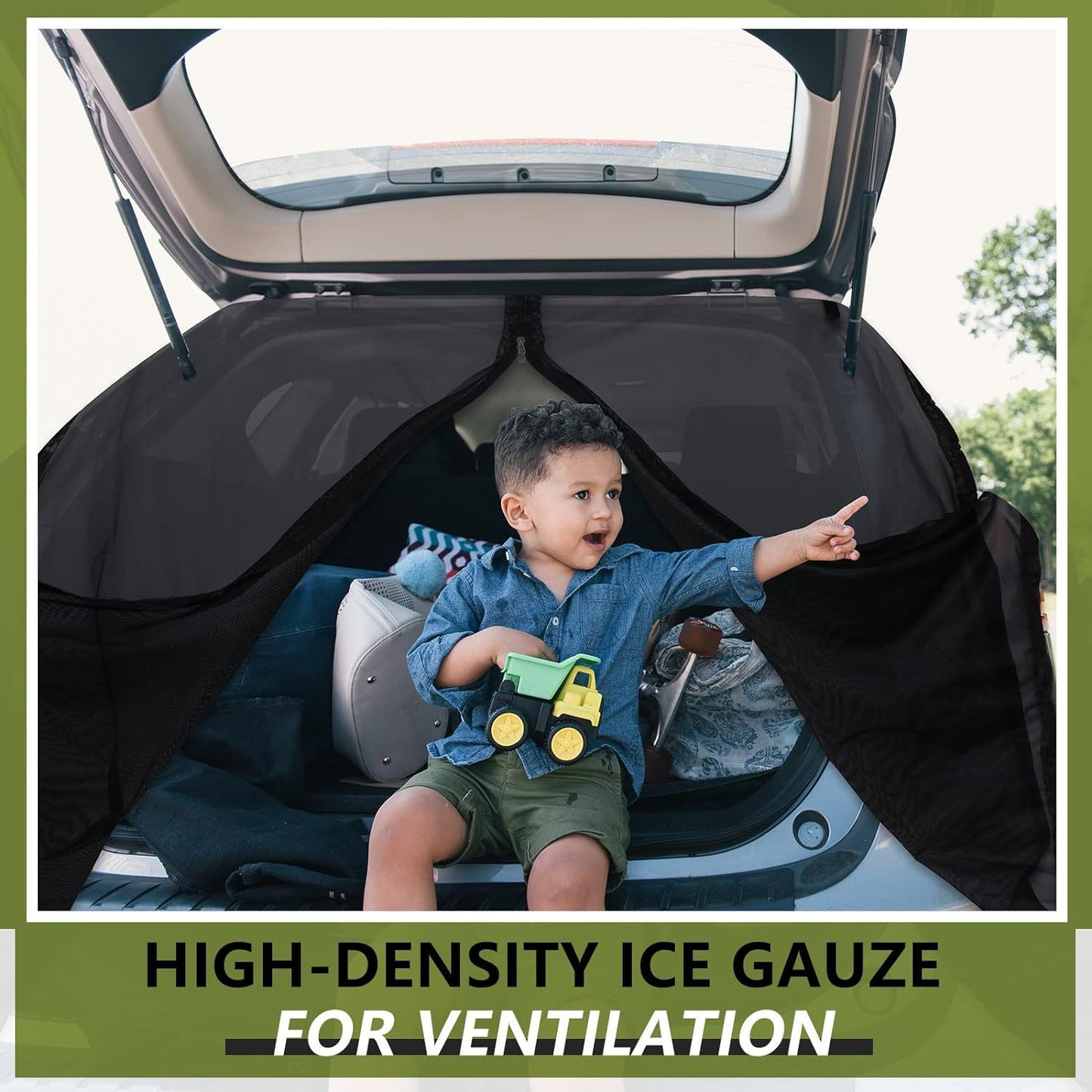 Size XL Black Tailgate Mosquito Net Screen - Magnetic Bug Protection for Boot Opening