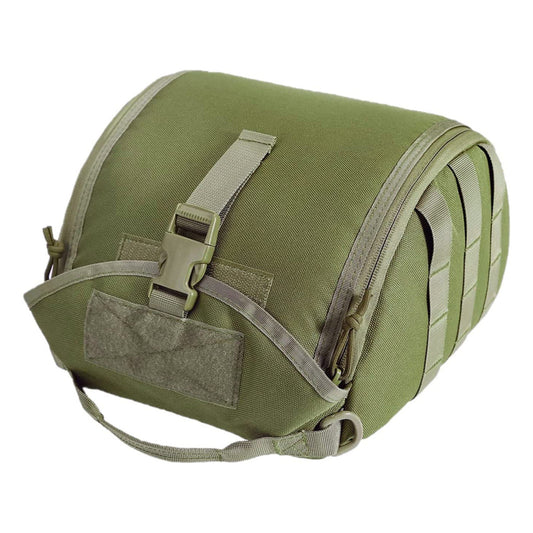 Green Tactical Helmet Bag & Utility Pouch - Padded MOLLE Gear Storage Carrier
