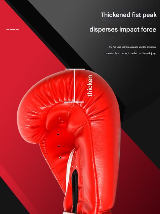 Red And Silver Durable 10oz PU Leather Boxing Gloves - Padded & Ventilated for Training