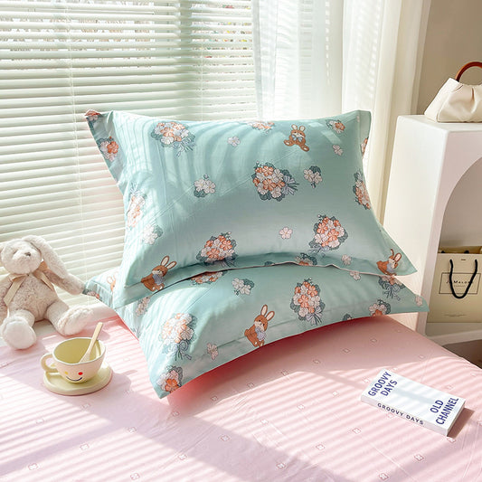 Yu Beauty - Blue 100% Cotton Pillowcase Set (Pack of 2) - Breathable Standard Size 48x74cm Pure Cotton Pillow Covers