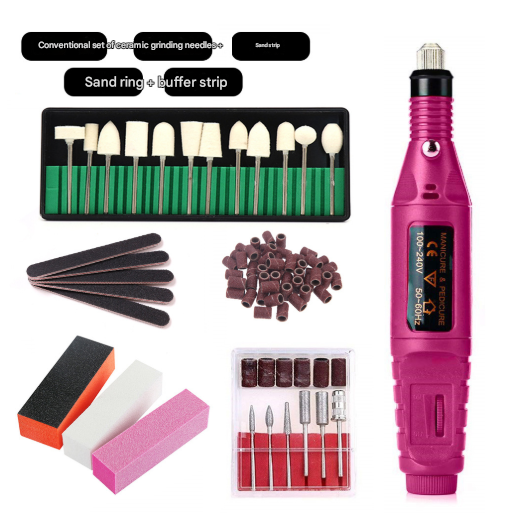 Woolly (7-in-1) Electric Nail Drill Kit - USB Manicure Pedicure Polishing & Shaping Tool Set