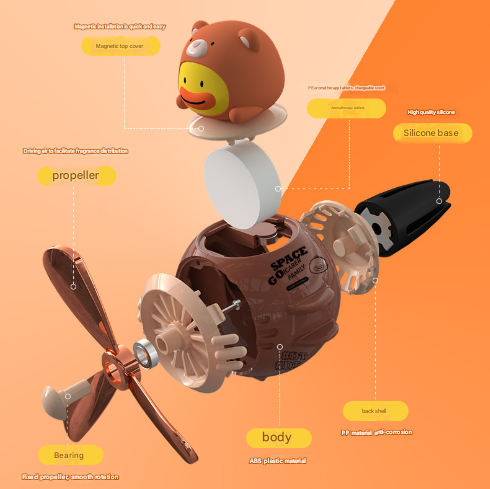 Dark-grey Cute Car Air Vent Clip Freshener - Decorative Scent Diffuser for Automotive Interiors