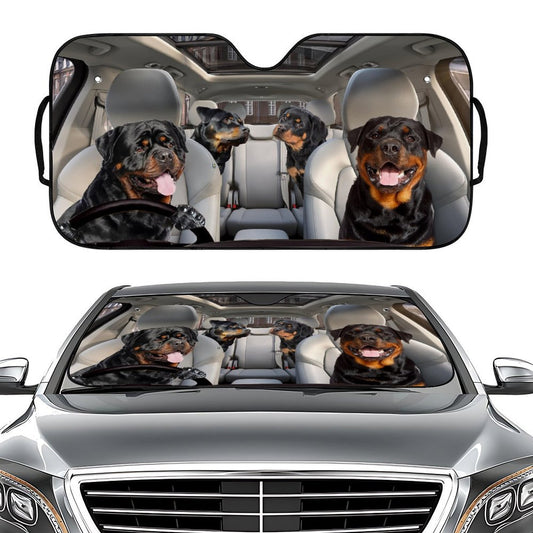 Black Dog Driving Car Sunshade for Windshield - UV Protection