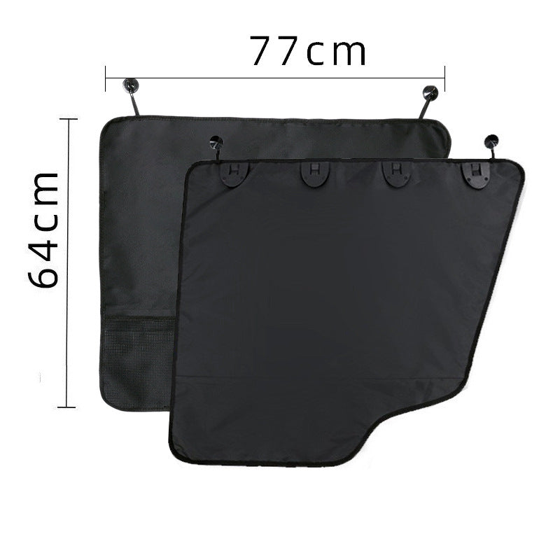 Pet Car Door Protector with Storage Pocket  - 77x64cm Black