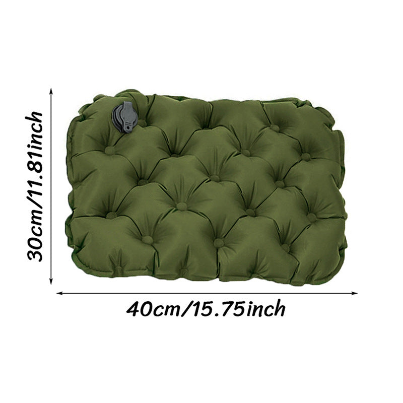 Inflatable Seat Cushion - Portable 40x30x5cm Camping Pad in Olive Green