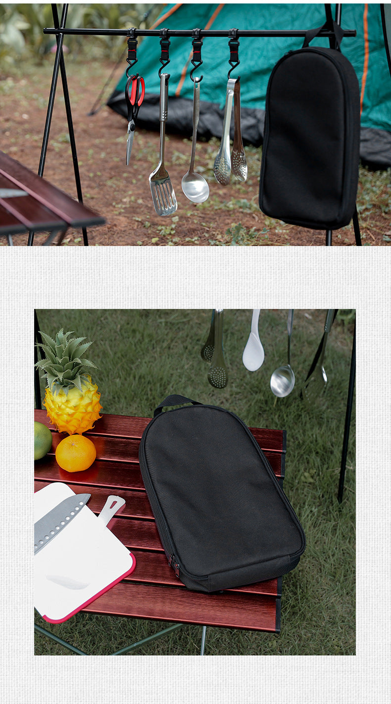 Portable Kitchen Utensil Storage Bag - Lightweight Organizer for Camping and Outdoor Cooking, Gray