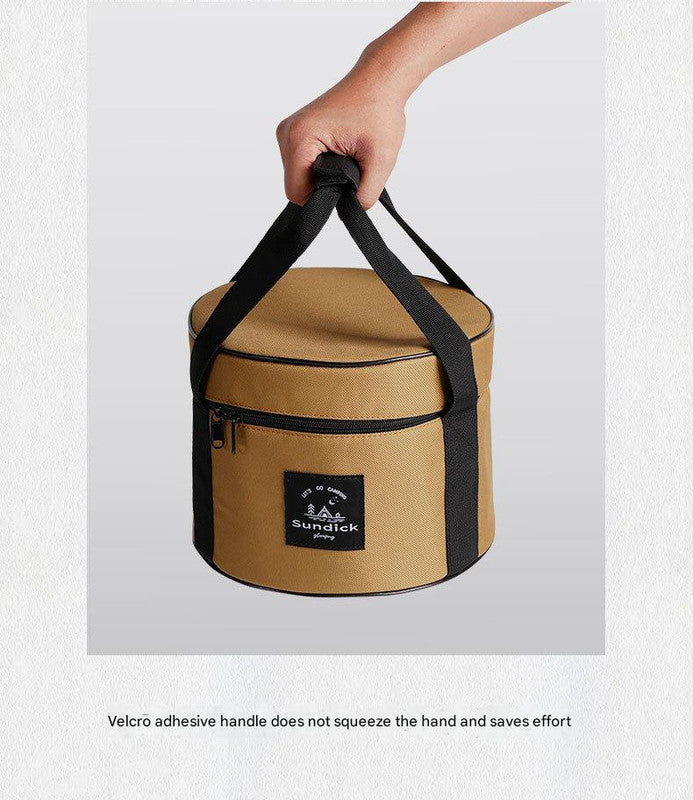 Portable Outdoor Kitchen Utensil Organizer,Waterproof Camping Cookware Storage Bag, Khaki-Size L