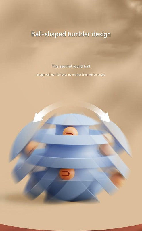 Pearl White Interactive Cat Scratching Ball Toy - Multi-layer Track with Rolling Ball