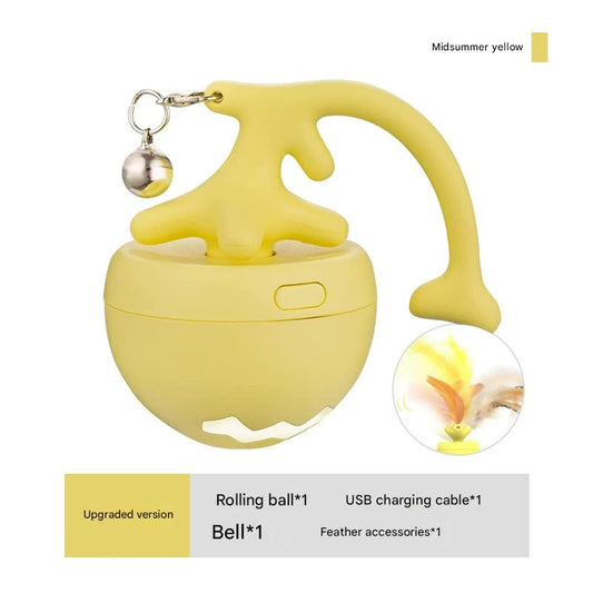 Rechargeable Interactive Cat Toy - Self-Rolling Ball with LED Light,Standard Edition Blue