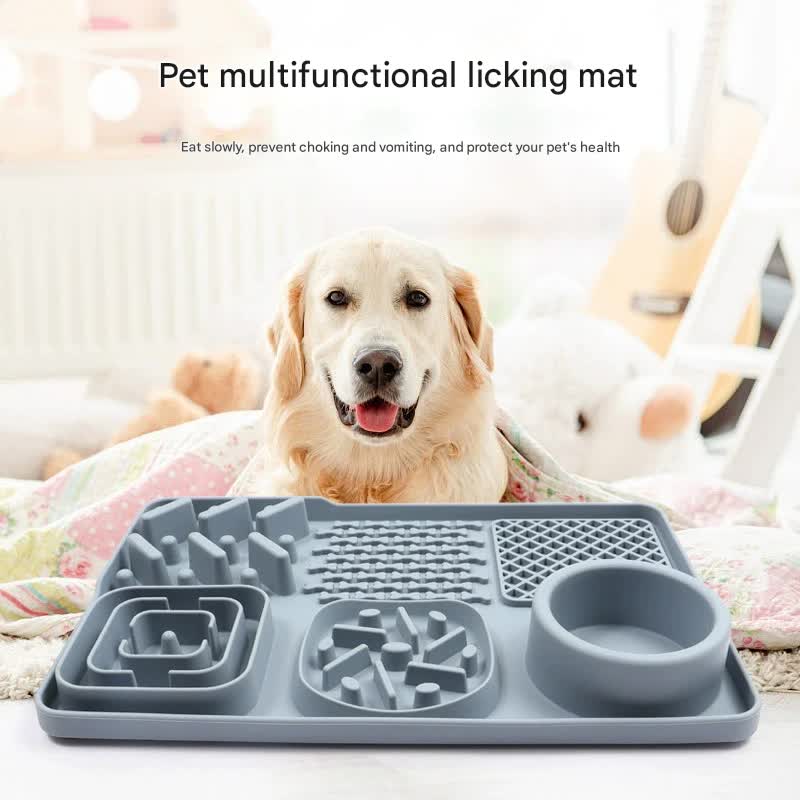 Pet Slow Feeder Lick Mat with Suction Cups - Anti-Anxiety Dog Feeding Mat(Purple)