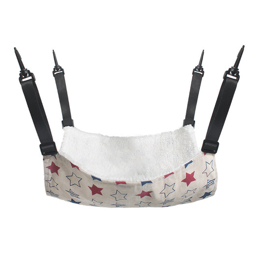 Cat Cage Hammock - Adjustable Double-Sided Pet Swing Bed with Hooks(Red Star)