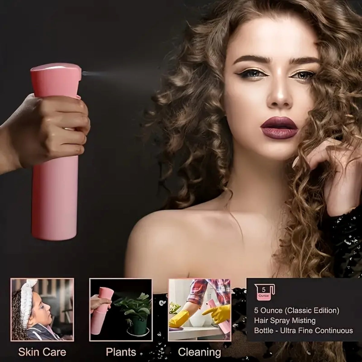 Complete Hair Styling Kit with Detangling Brushes, Combs, Spray Bottle, and Accessories(black)