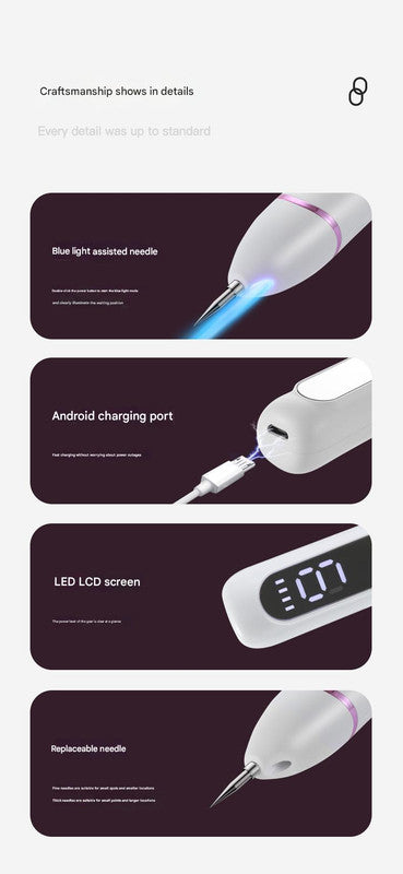 Professional 9-Level Skin Tag & Spot Remover Pen - USB Rechargeable Beauty Device(White)