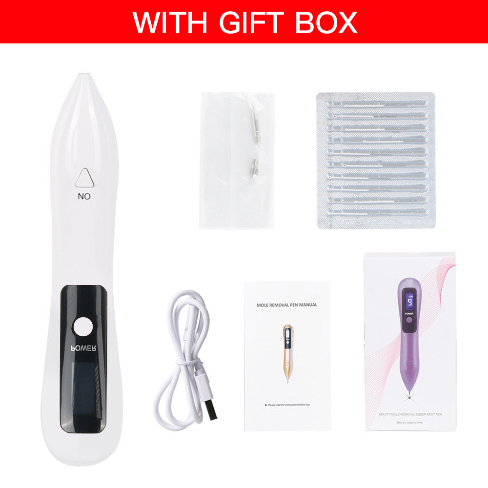 Professional 9-Level Skin Tag & Mole Remover Pen - USB Rechargeable with LED Display & Multiple Needles(white)