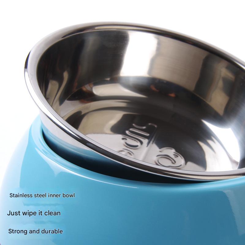 Elevated Pet Feeding Bowl with Stainless Steel Inner - Promotes Healthy Digestion & Reduces Neck Strain(Yellow)