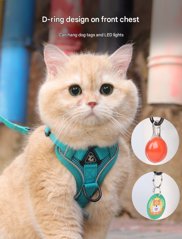 Brown Reflective Mesh Dog Harness and Leash Set - Adjustable No-Pull Vest - L