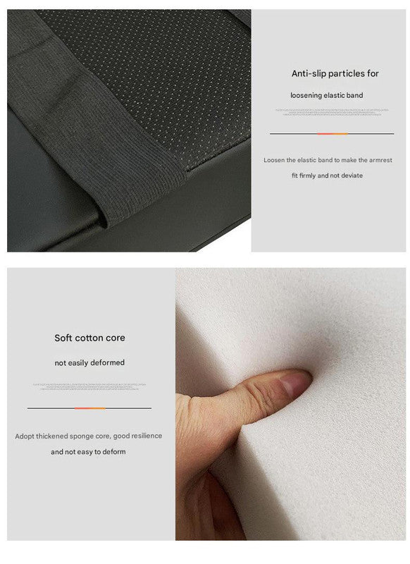 Brown Auto Center Console Armrest Riser Pad with Dual Cup Holders - PU Leather