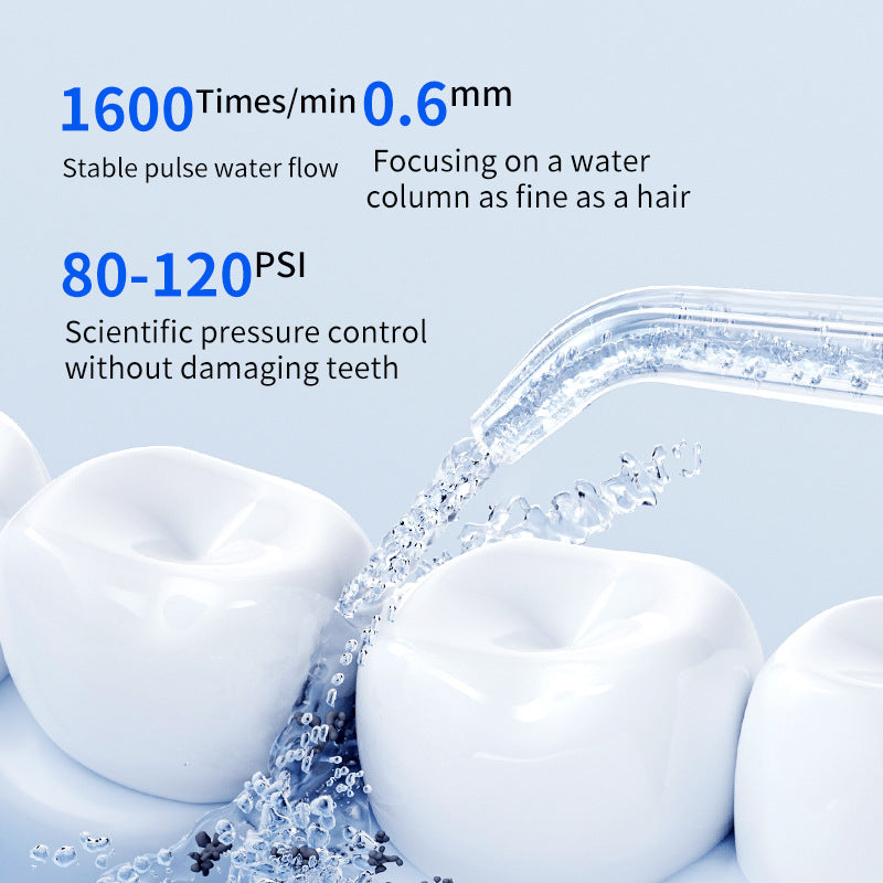 Portable Electric Oral Irrigator with 4 Nozzles 3 Pressure Modes - White