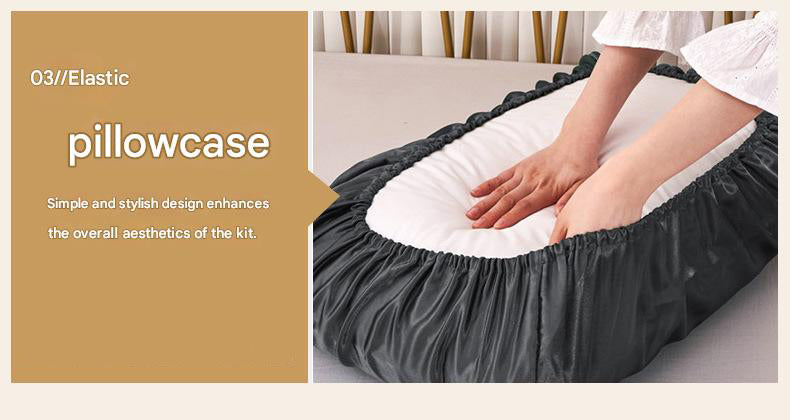 Black Silky Satin Pillowcase Pair - Smooth for Hair & Skin, Elastic Fitted (46x70+16cm)