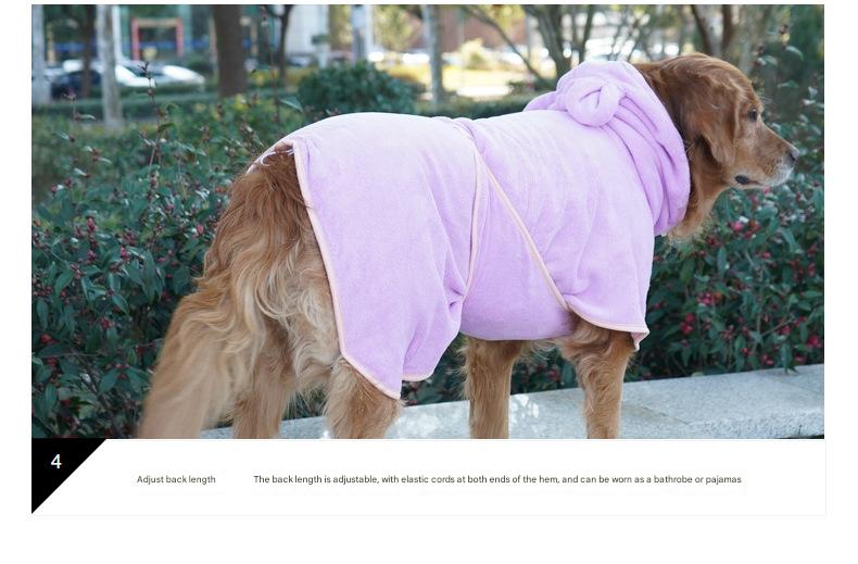 Pink Hooded Dog Bathrobe - Super Absorbent, Adjustable Fit, Cozy Pet Towel (Size : XL)