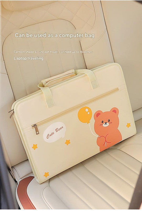 Brown Foldable Car Back Seat Organizer Tray - PU Leather Travel Desk with Tablet Holder