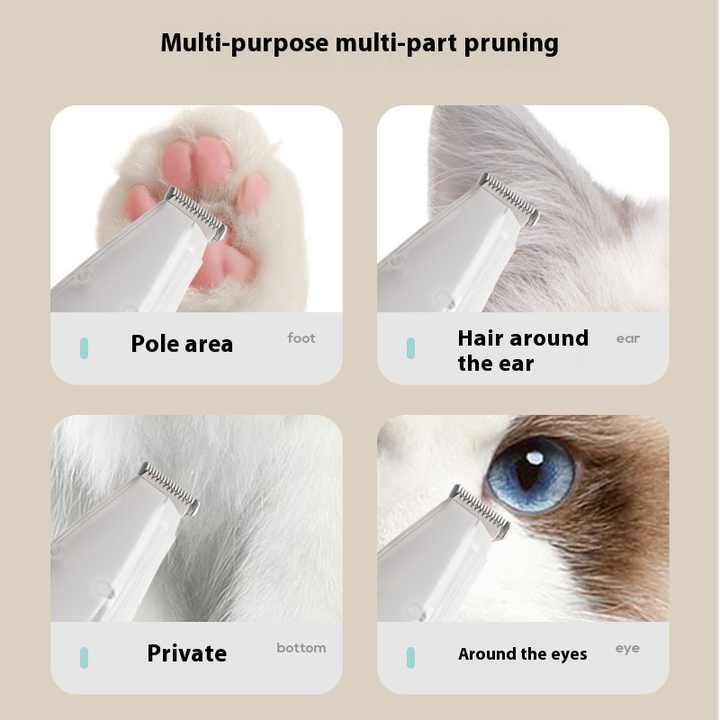 Green Rechargeable Pet Grooming Clipper with Built-in Vacuum - Low Noise Hair Trimmer for Dogs & Cats