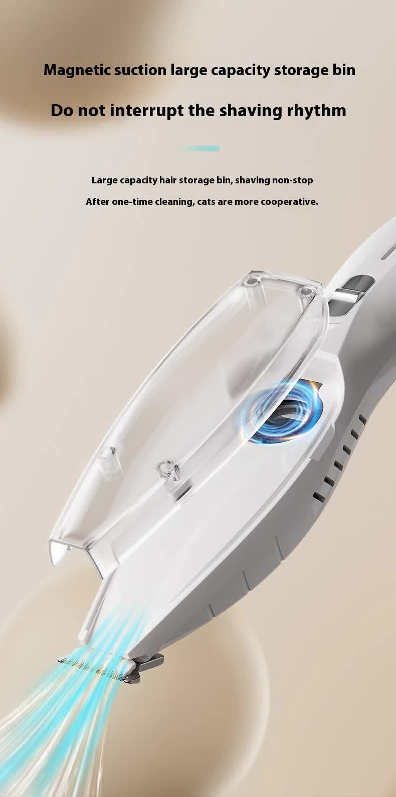 Green Rechargeable Pet Grooming Clipper with Built-in Vacuum - Low Noise Hair Trimmer for Dogs & Cats