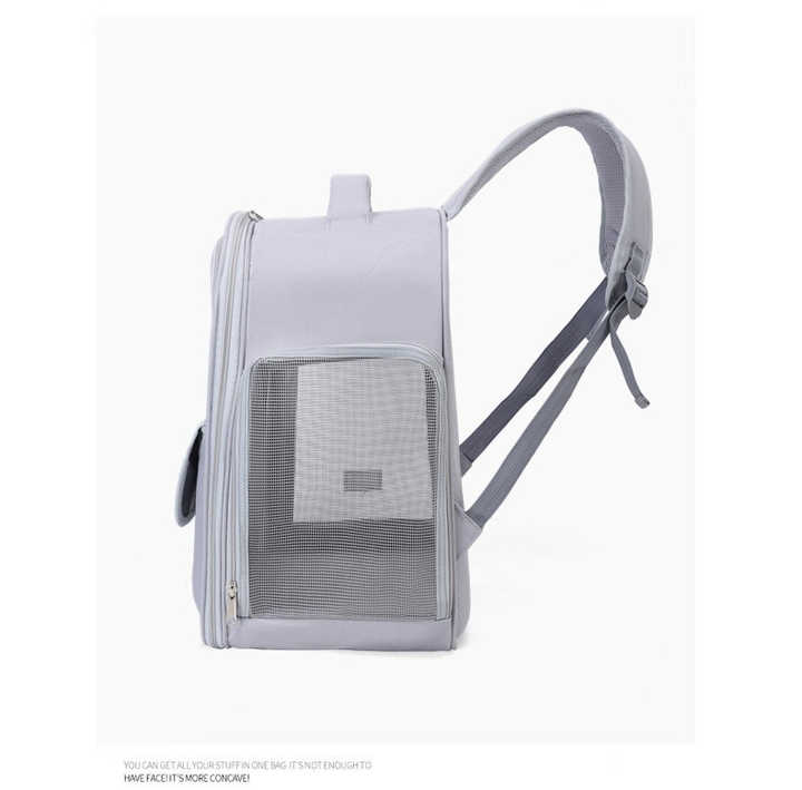 Beige And Green Spacious Pet Carrier Backpack with Clear Window - Comfortable Travel Bag for Cats & Small Dogs