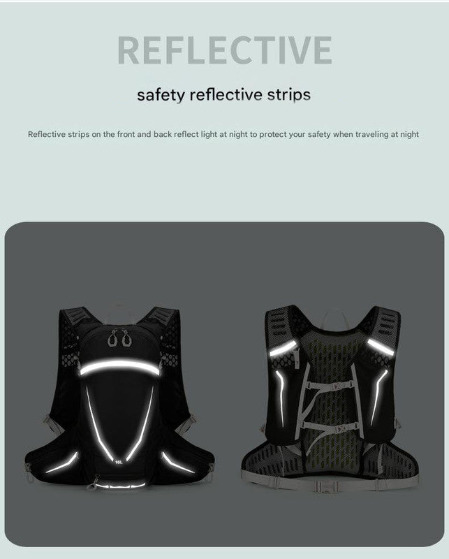 Dark Blue Lightweight 16L Outdoor Cycling & Hiking Backpack - Water-Repellent Nylon Daypack with Reflective Strips