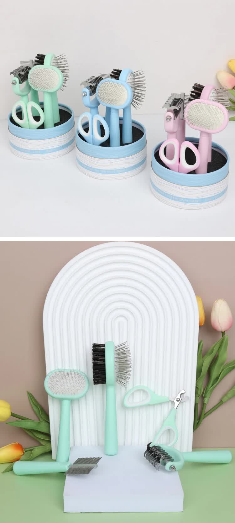 Blue Complete 5-in-1 Pet Grooming Care Kit - Professional Deshedding Brushes, Combs & Nail Clippers Set for Dogs & Cats