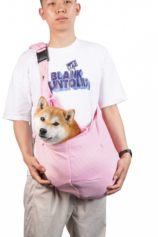 Pink Breathable Pet Sling Carrier for Small Dogs & Cats - Adjustable Hands-Free Travel Pouch with Safety Leash & Pocket