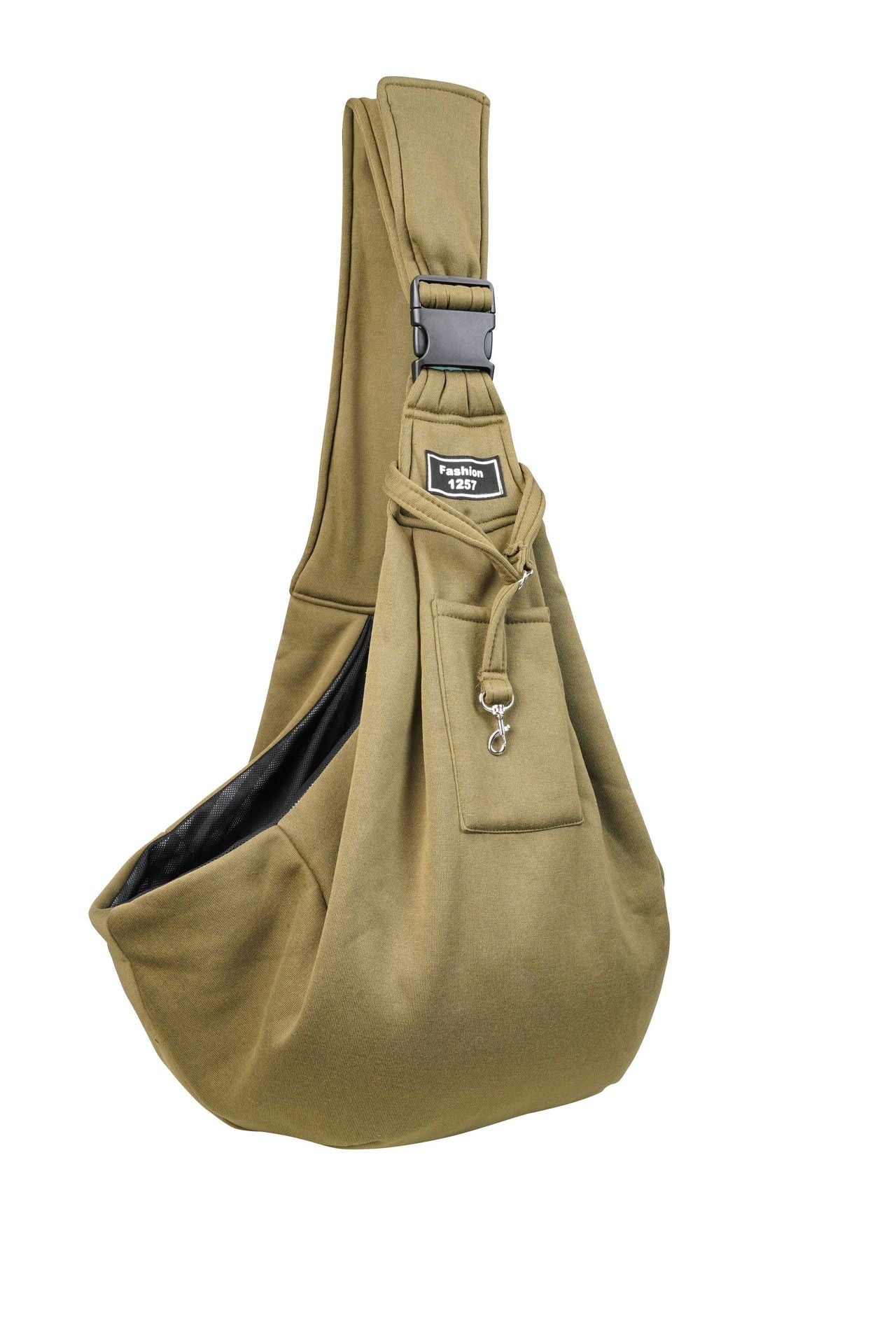 Grey Breathable Pet Sling Carrier for Small Dogs & Cats - Adjustable Hands-Free Travel Pouch with Safety Leash & Pocket